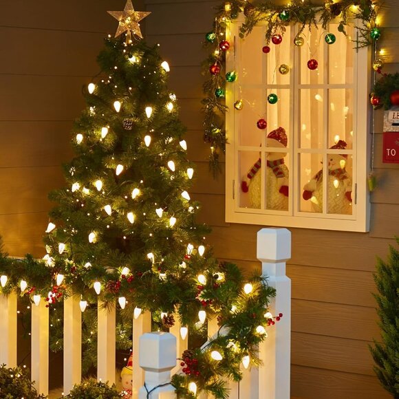 Set of 2 C9 LED Christmas Lights Outdoor, 81 Feet 100 LED String Lights with Tim - Picture 4 of 10